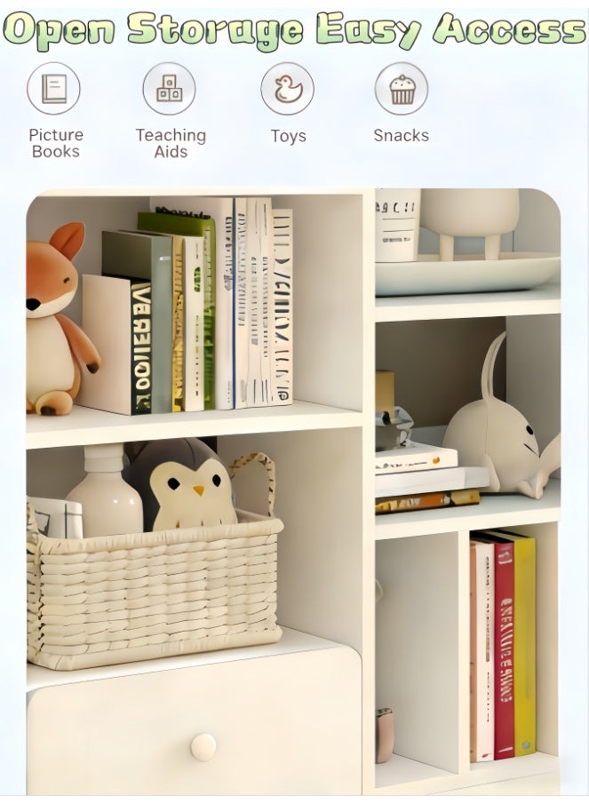 Castle Shape Children's Bookshelf, Kids Bookcase Display Case Kids Toy Storage Organizer Multifunctional Storage Cabinet Bookshelf Suitable for Playroom, Children's Room, Living Room (White, SGG049DG) - Image 5